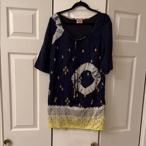 Juicy Couture Navy and Yellow Long Sleeve Dress